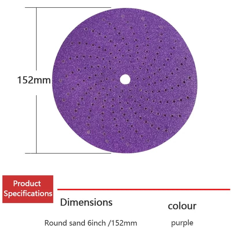 Carta vetrata a secco ciclone viola 3M 6 pollici 150MM Foglio abrasivo autoadesivo peluche 80-800 grana Levigatura per auto Lucidatura del legno Abrasivo