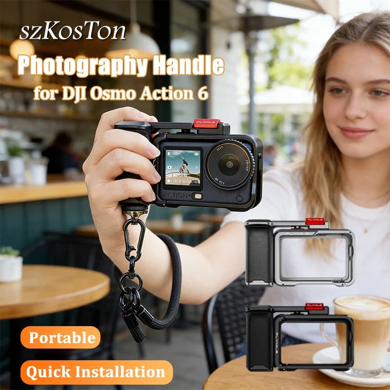 Per DJI OSMO Action 6 Supporto per impugnatura Telaio protettivo per gabbia per conigli a sgancio rapido con copriobiettivo Accessori per fotocamera