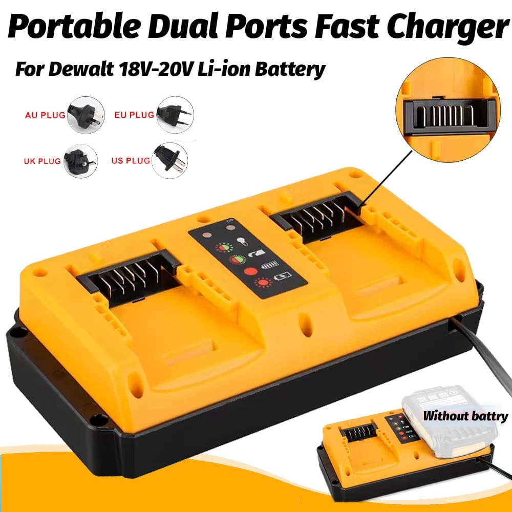 NUOVO Caricatore portatile a doppia porta per batteria al litio Dewalt 18V-20V ricaricabile DCB207 DCB206 DCB204 DCB203 Caricatore rapido