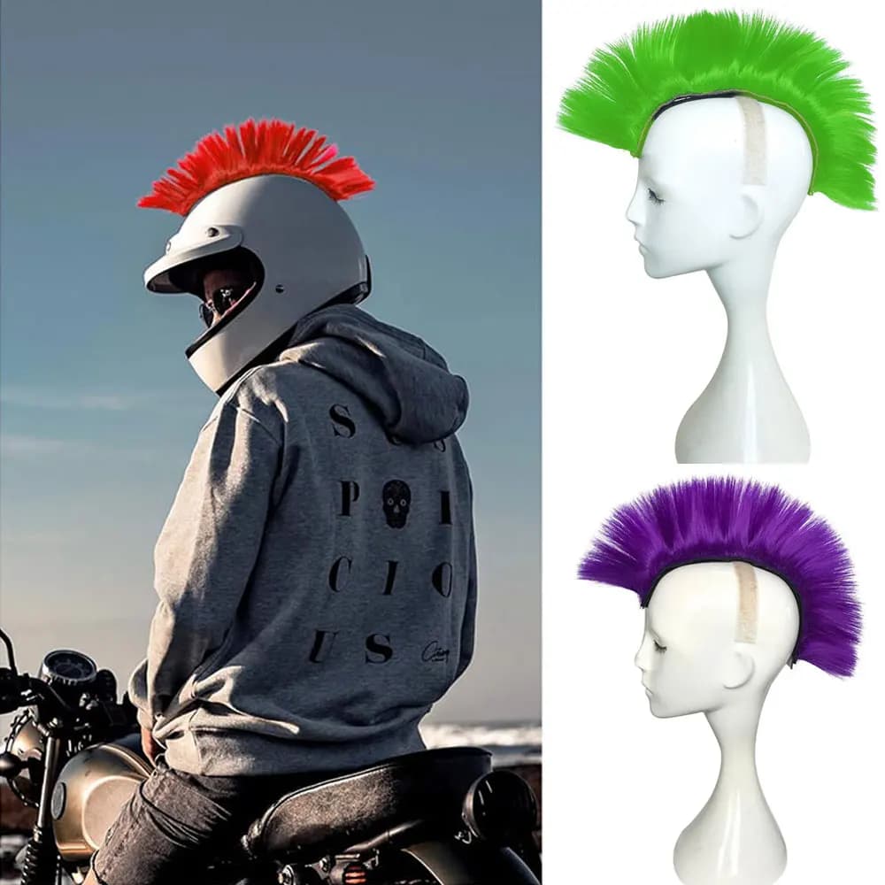 Helmet Hawks motorcycle helmet Mohawk synthetic wigs for bicycle/quasi helmet/bastone Reusable design ( helmet not included)