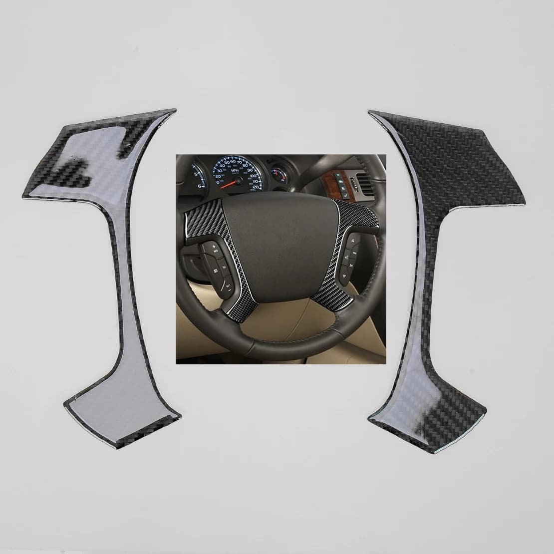 1 paio di copertura del pulsante del volante per interni auto adatta per Silverado Sierra GMC Yukon in fibra di carbonio nera