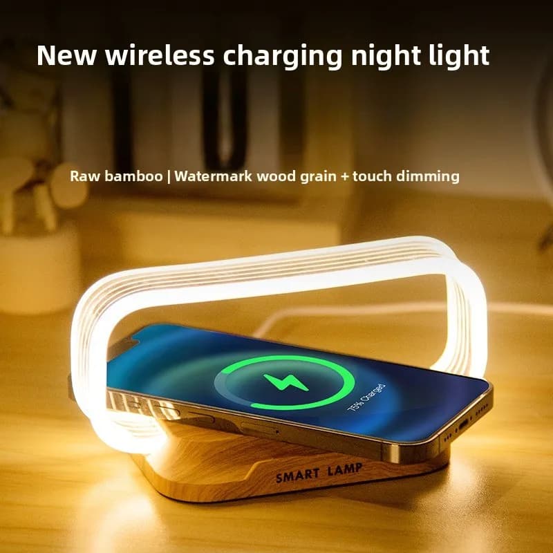 Regalo portatile 15W ricarica wireless camera da letto comodino luce ambientale illuminazione touch lampada da scrivania in acrilico luce notturna