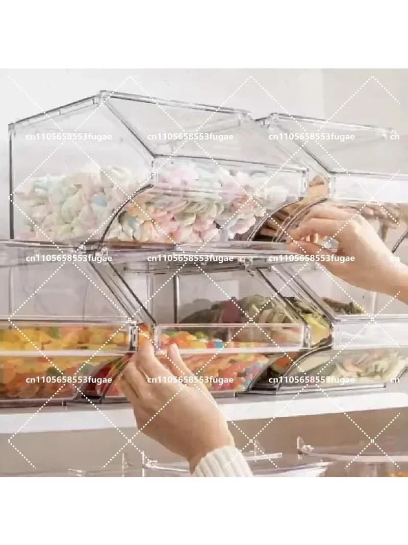 2pcs/Set Transparent Plastic Food Display Boxes Push-Pull Snack Containers for Supermarket Candy Dried Fruit Retail Packaging