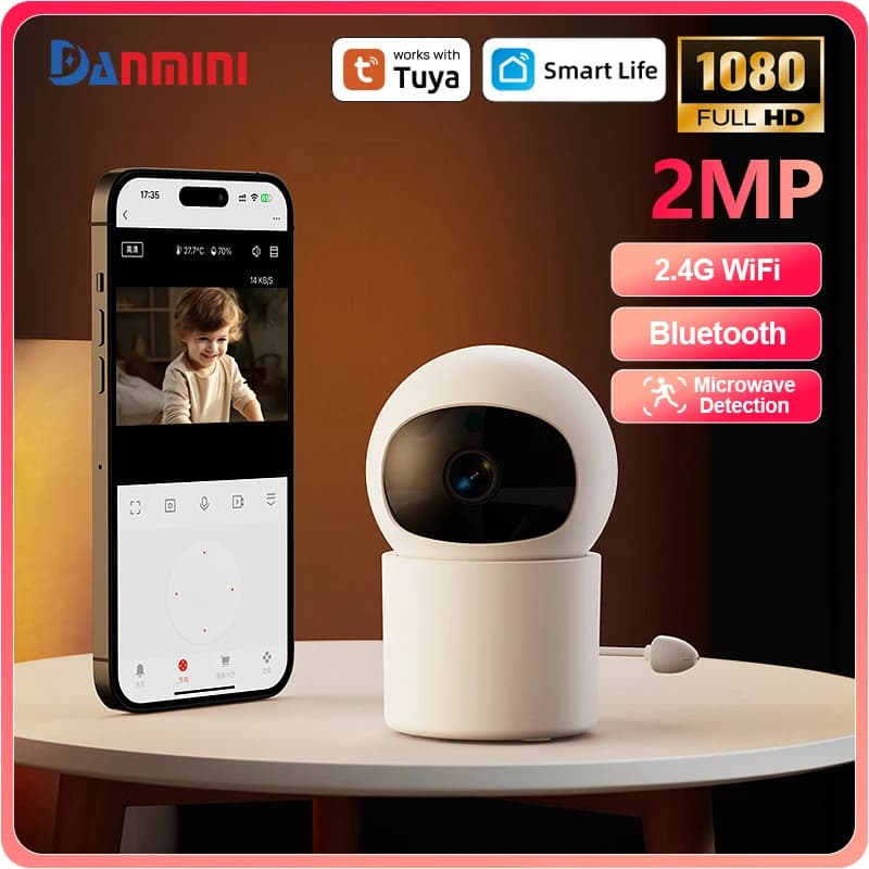 Danmini Tuya Smart 1080P HD Monitor Baby Camera Audio bidirezionale Visione notturna 2.4Ghz WIFI Telecamera IP interna Baby Monitor Telecamera PTZ