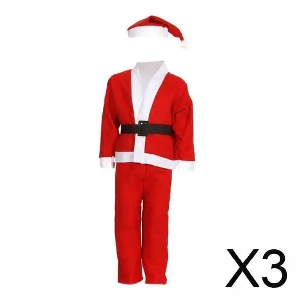 Costume da Babbo Natale per Bambini in Tessuto Non Tessuto, Tuta a Maniche Lunghe con Cintura e Cappello per Halloween, Feste, Regali di Compleanno, Carnevale