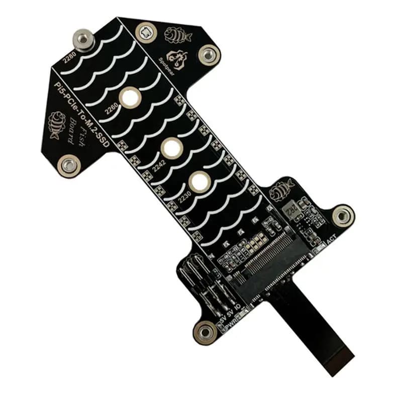AT21-Per Raspberry Pi 5 Scheda di Espansione PCIe per Adattatore SSD M.2 NVMe Pi5-Pcie-Fish-Board-A