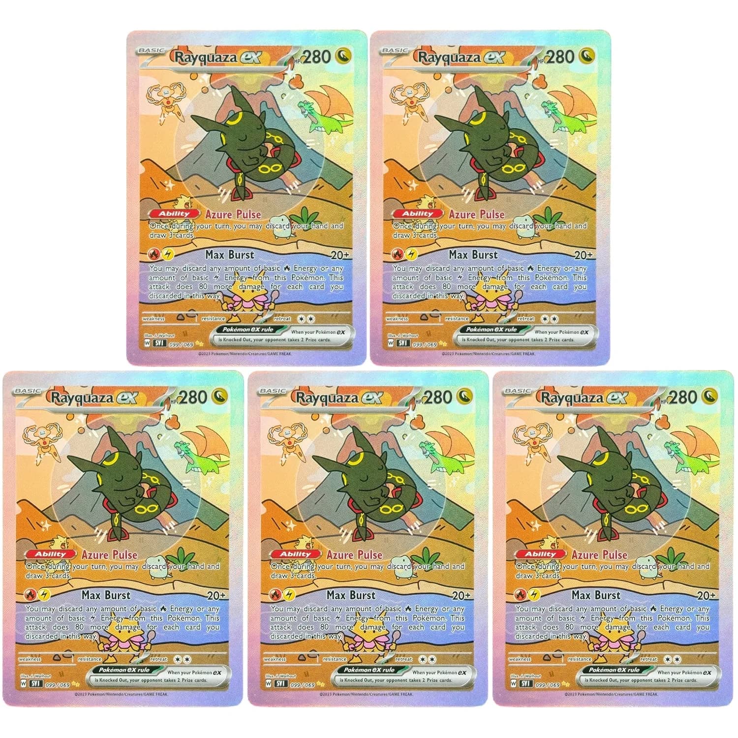 Cute Chibi Sleeping Rayquaza Victini Giratina Rayquaza Reshiram Zekrom ex Full‑Art Custom Card, English Game Collection Card Toy