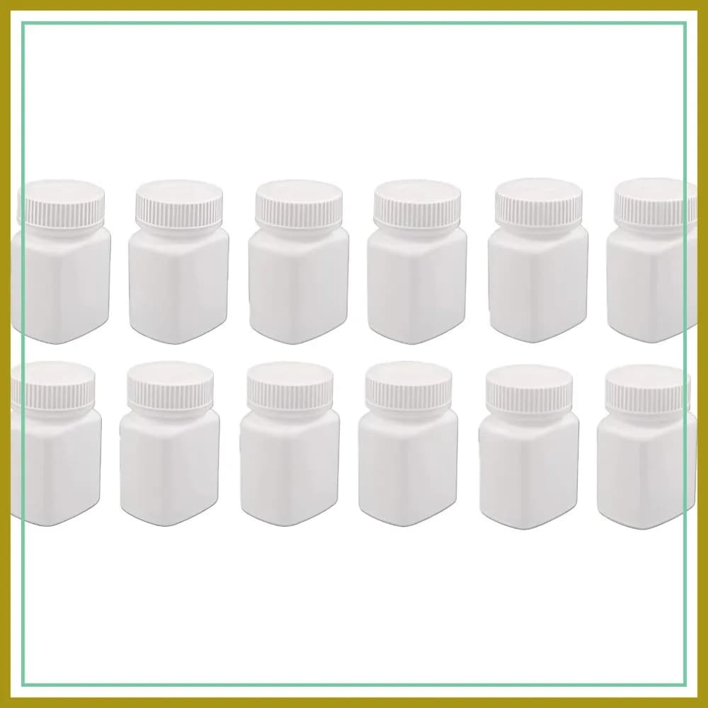 12 contenitori portatili vuoti in plastica bianca quadrata da 60 ml/2 oz per polveri solide, scatola portaoggetti