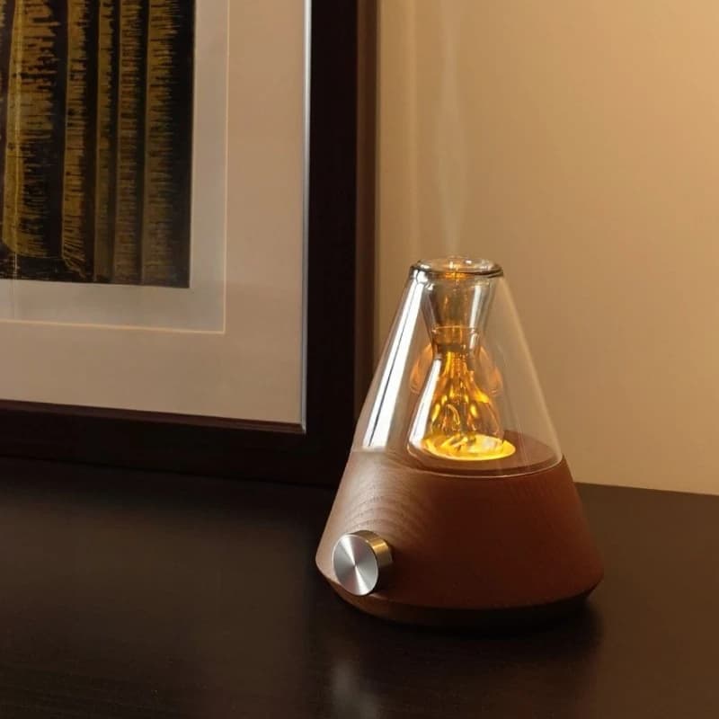 Strumento di fragranza fredda in vetro di legno massello diffusore wireless arte olio essenziale macchina per aromaterapia lampada due atomizzazione fluida