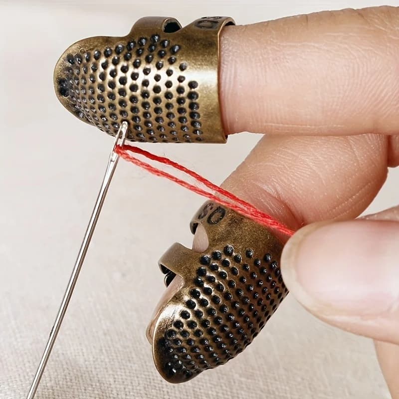 2 Pezzi Ditali da Cucito Regolabili in Bronzo Vintage, Protezione per le Dita per Cucito a Mano, Ricamo e Lavori Fai-da-te, Accessori Estivi per la Cucito