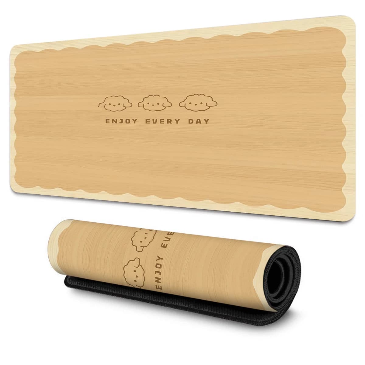 Tappetino per mouse da gioco grande con pecora cartone animato con venature del legno, tappetino per tastiera con superficie liscia antiscivolo per PC portatile, animali domestici, decorazioni per la tavola multiuso