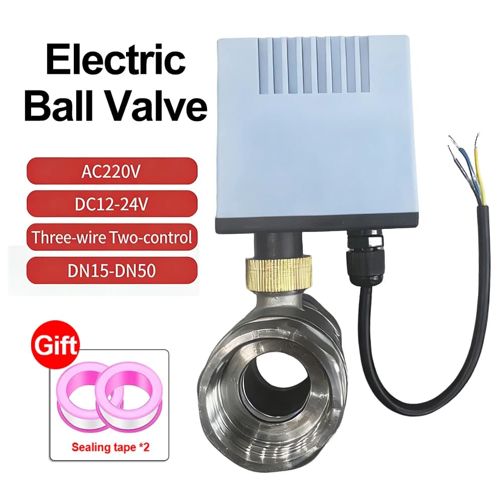 Valvola a Sfera Elettrica Resistente alle Alte Temperature, Impermeabile IP67, Valvola Elettrica in Acciaio Inox, Valvola Elettrica a 2 Vie per Ventilconvettore