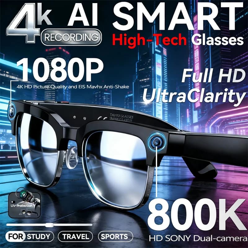 Nuovi Occhiali Smart 2026 E03C 800W HD con Registrazione Video e Foto, Traduzione OpenAI, Lenti Fotocromatiche Touch e Chiamate Bluetooth
