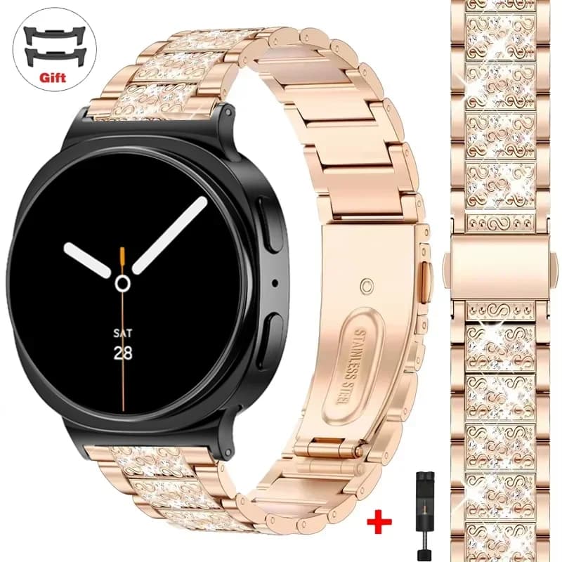 Cinturini con diamanti per Samsung Galaxy Watch 8 40mm 44mm Cinturino in metallo bling Cinturino in acciaio inossidabile per Samsung watch 8 cinturini classici