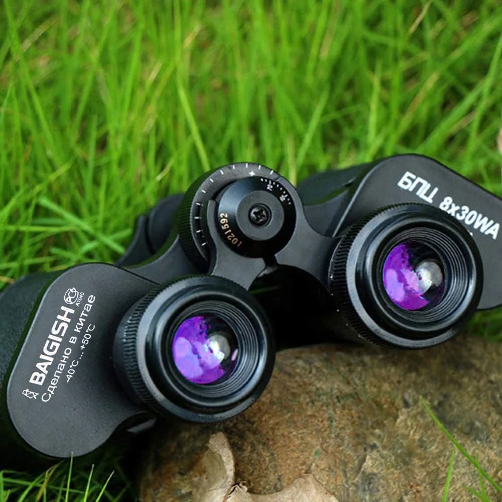 Binocolo russo Baigish 8x30 con struttura interamente in metallo, occhiali professionali, telescopio militare impermeabile, borsa in pelle per la caccia