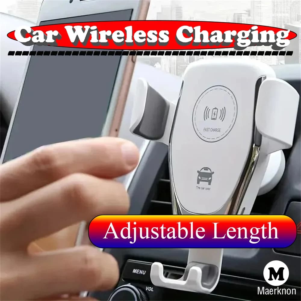 Car Wireless Adjustable Length Charging Mobile Phone Holder Stand For iPhone 16 Xiaomi 15 Samsung Huawei Fast Charging Station