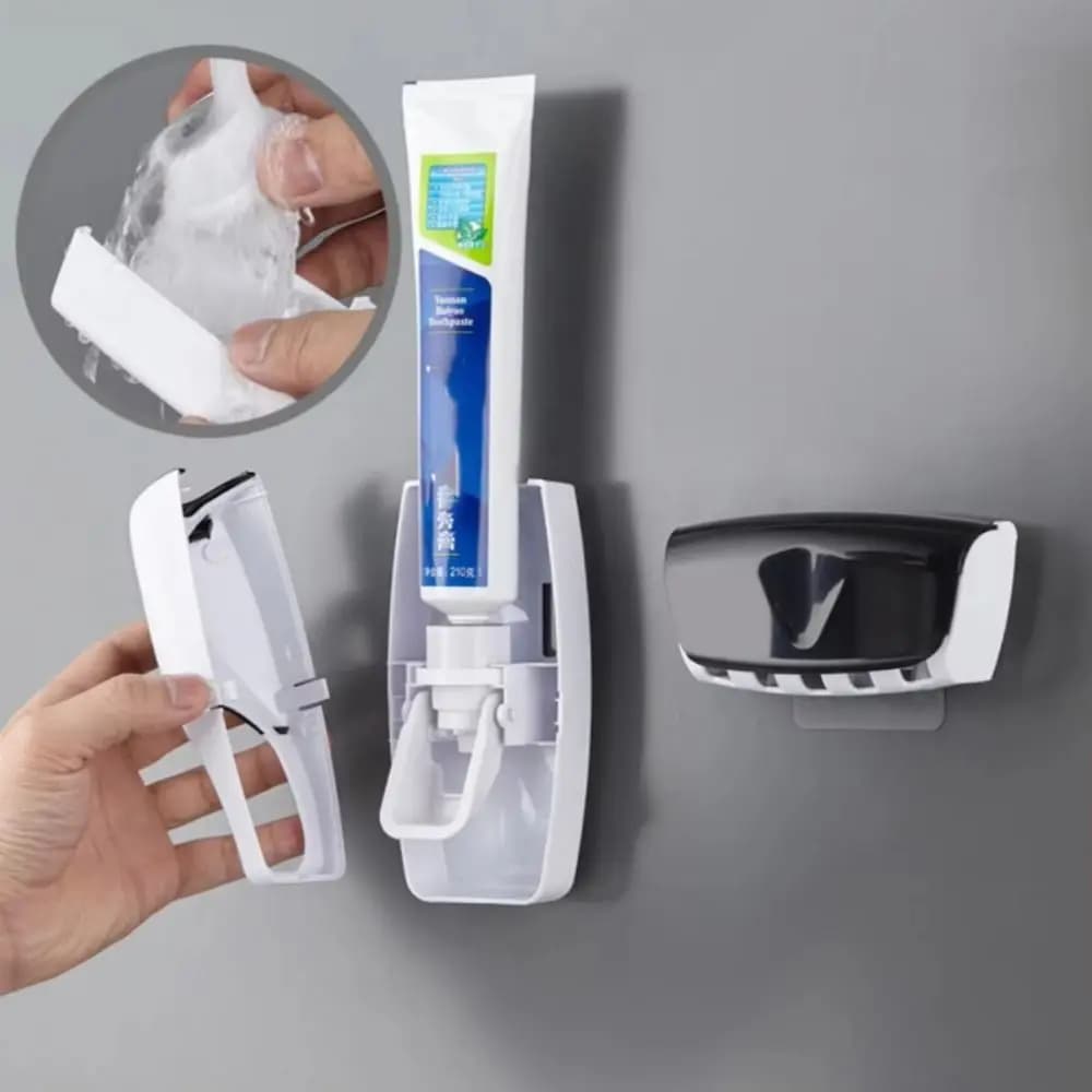 2 Pz/Se Plastica Dentifricio Spremiagrumi Montaggio A Parete Automatico Portaspazzolino Set Salvaspazio Impermeabile Spazzolino Rack di Stoccaggio