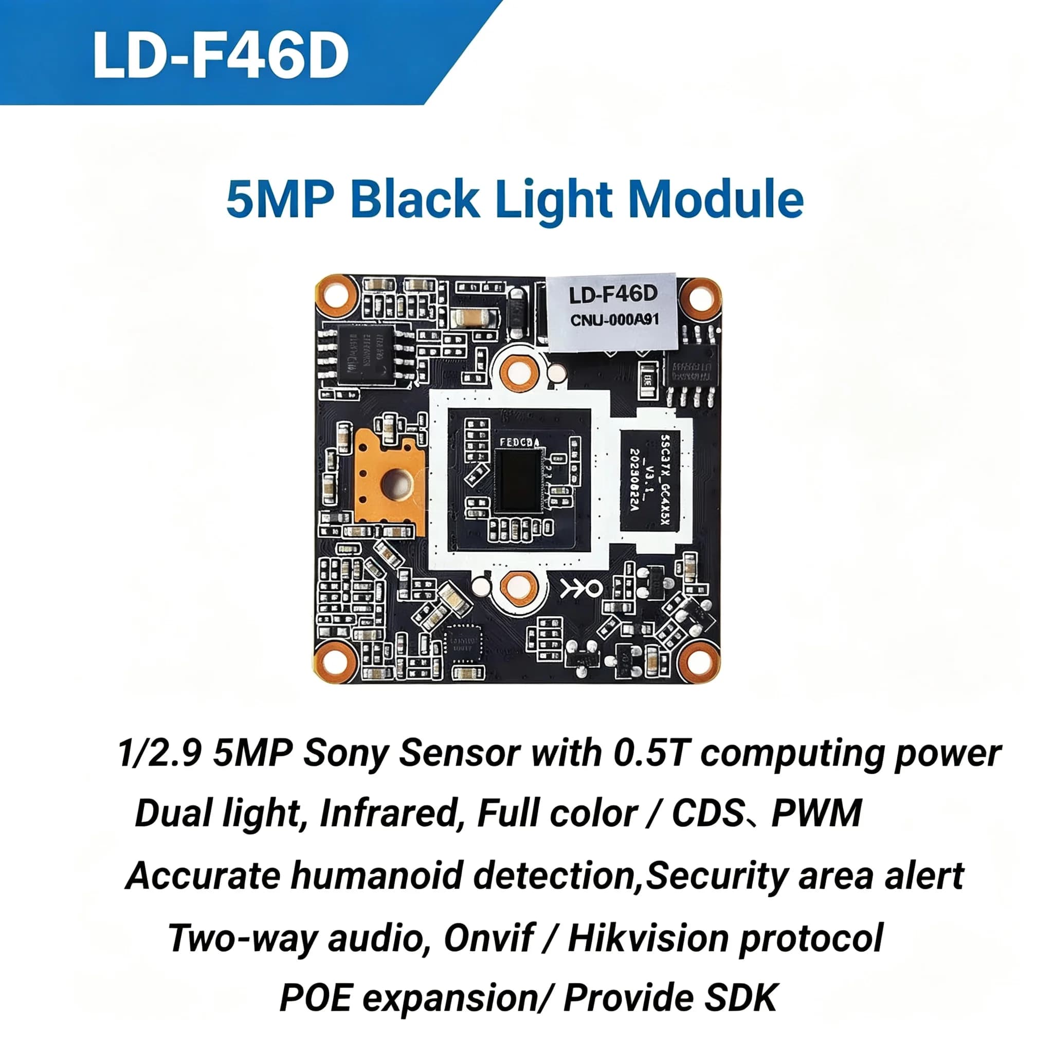 IPC Mstar 5MP LD-F46D AI Intelligent Dual-light Module Network Video Recorder for Security Surveillance