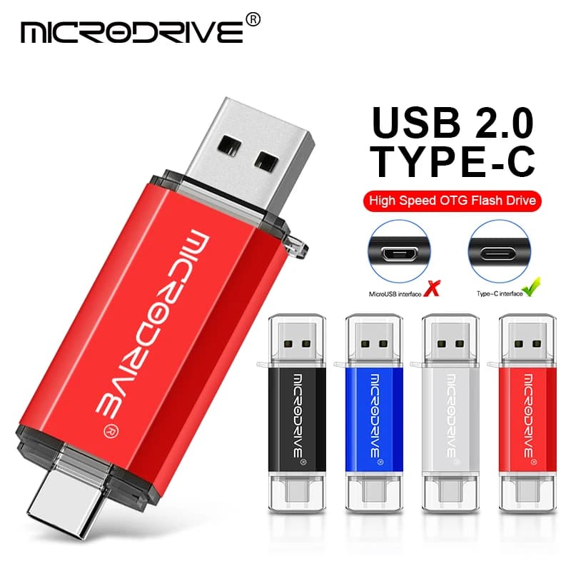 Chiavetta USB TYPE-C Pen Drive con capacità reale da 128 GB Memory Stick da 64 GB 16 GB Regalo aziendale creativo Disco U rosso Blu 32G