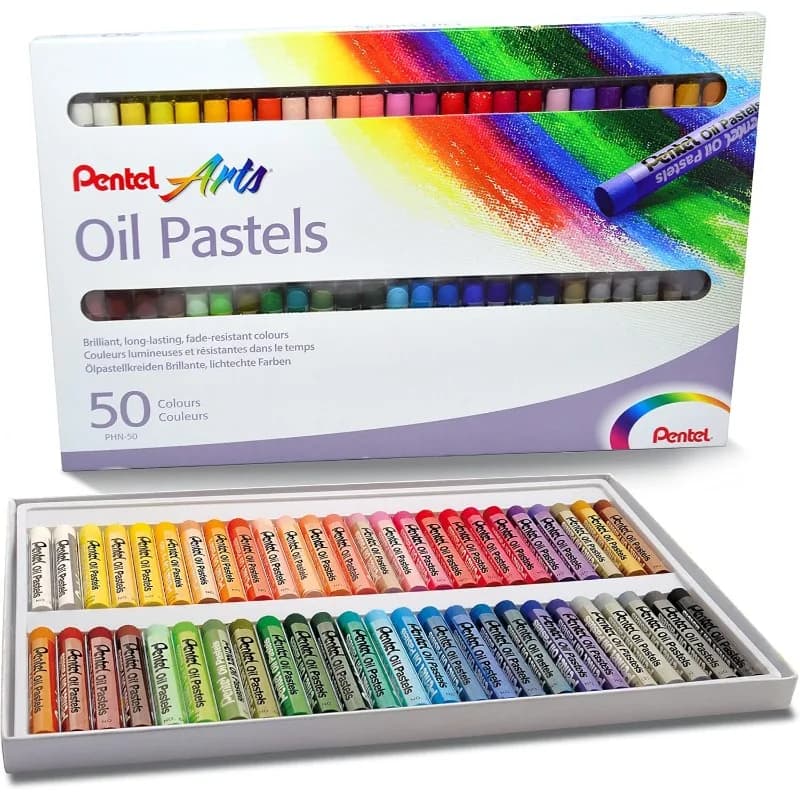 Pentel Arts Set di pastelli ad olio 6/12/25/50 colori assortiti I pastelli brillanti si applicano in modo fluido e si mescolano facilmente per le tonalità sottili PHN