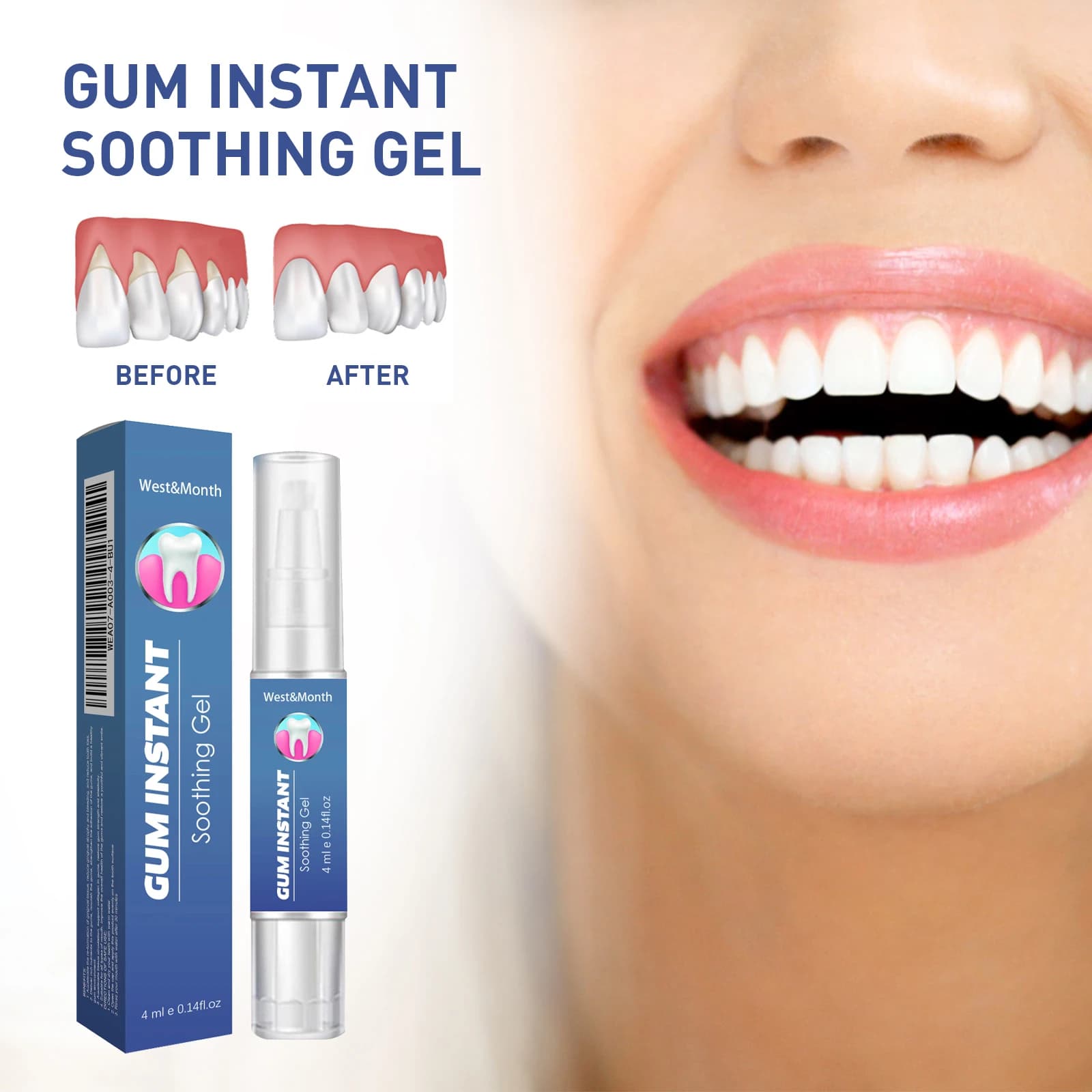 Gel per la cura delle gengive: Allevia il gonfiore e il dolore delle gengive, pulisce la placca, le macchie e sbianca i denti.