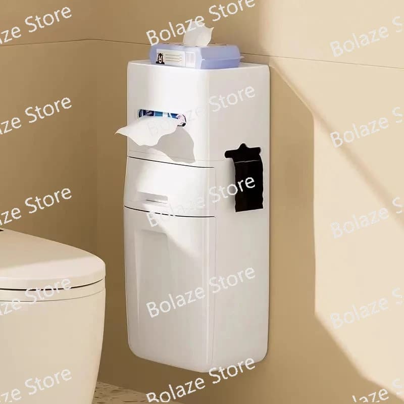 Nuovo Cestino da Parete Multifunzionale con Mensola Laterale per Bagno, Casa, Ufficio, Toilette