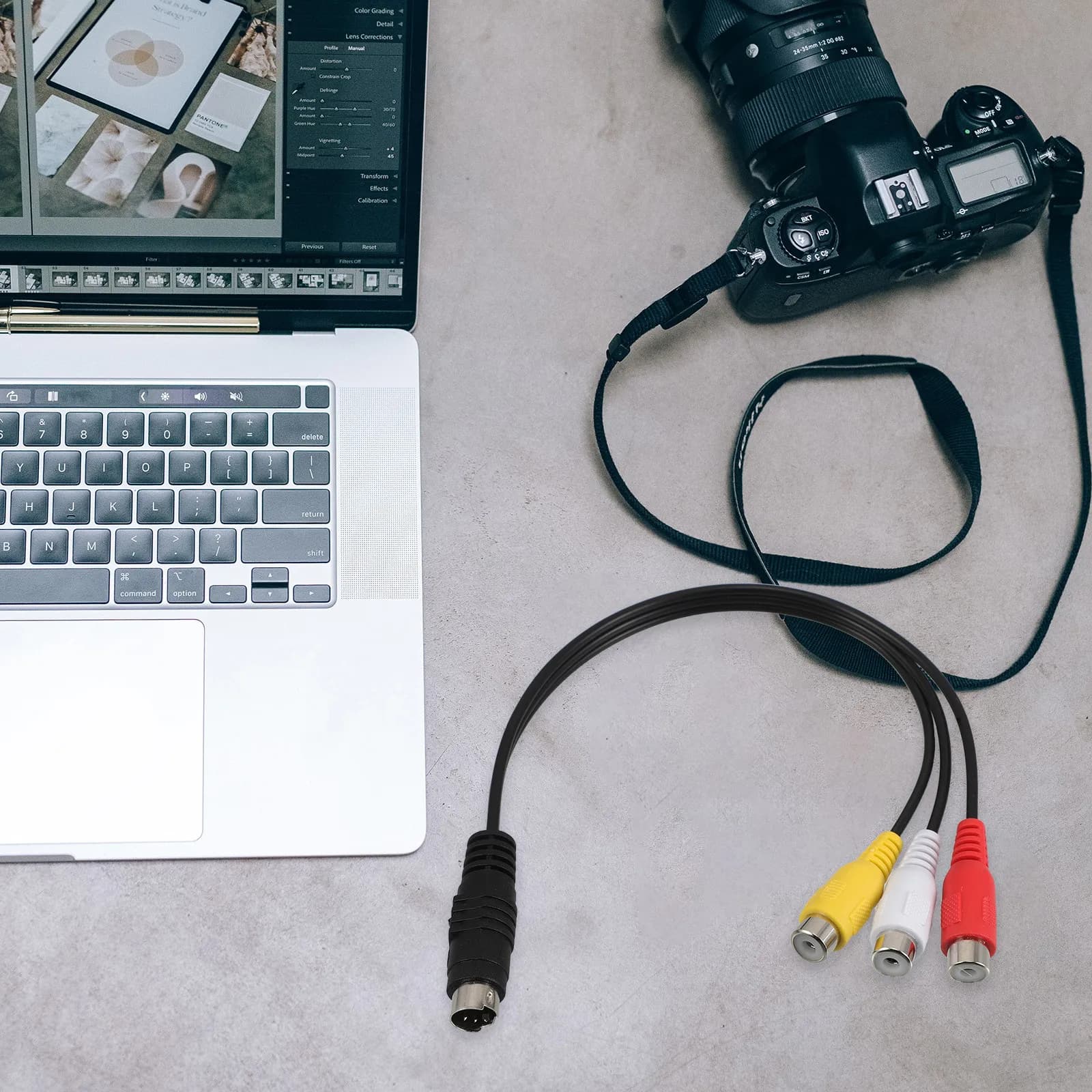 4 Pin S-Video to 3 Video Adapter Cable High Definition Signal Transfer for TV Projector Monitor Compatible Av
