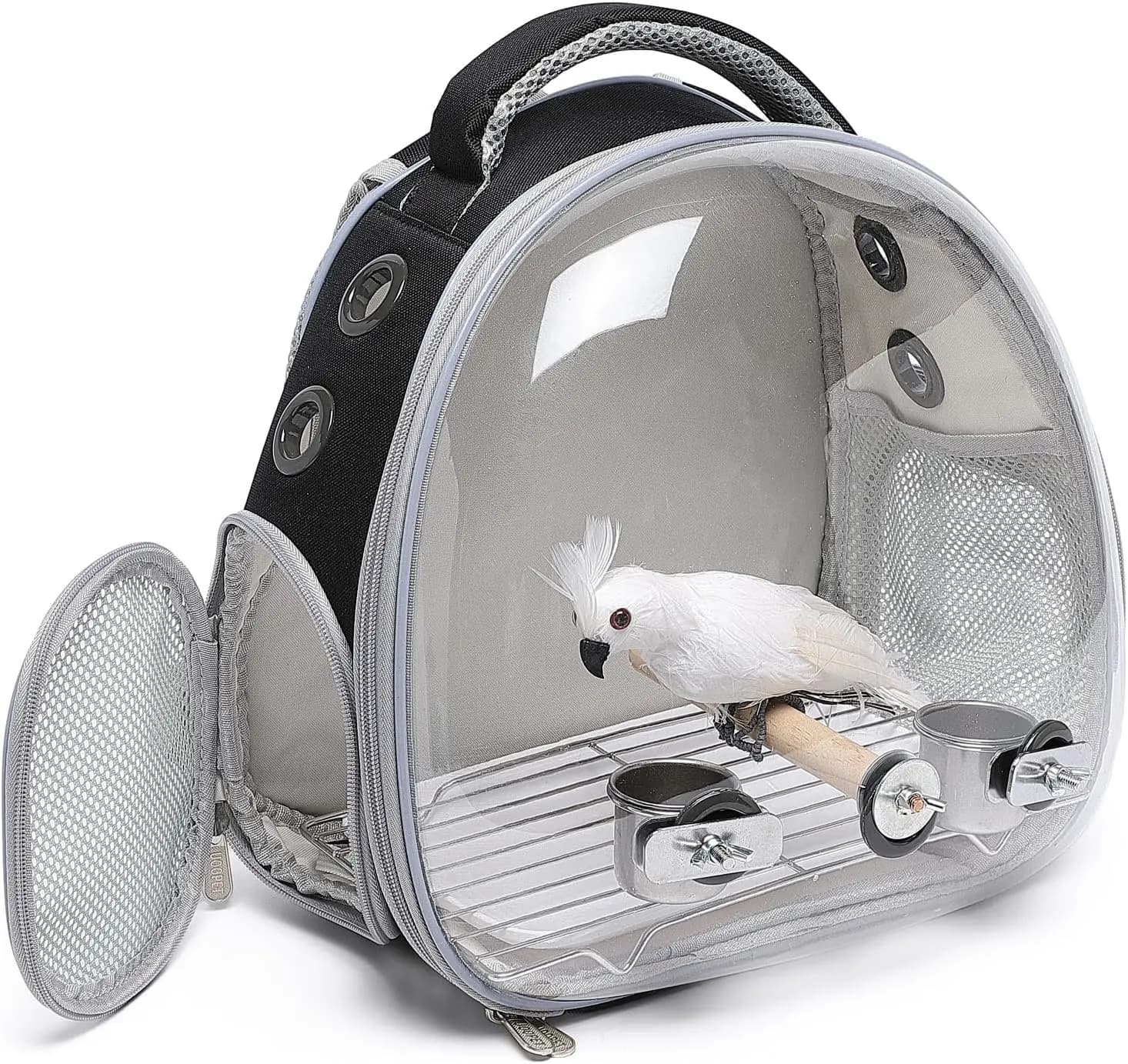 Trasportino per uccelli gabbia da viaggio per animali domestici con trespolo per pappagallo Cockatiel Lovebirds Conures parrocchetto Budgie Canary zaino per piccoli animali