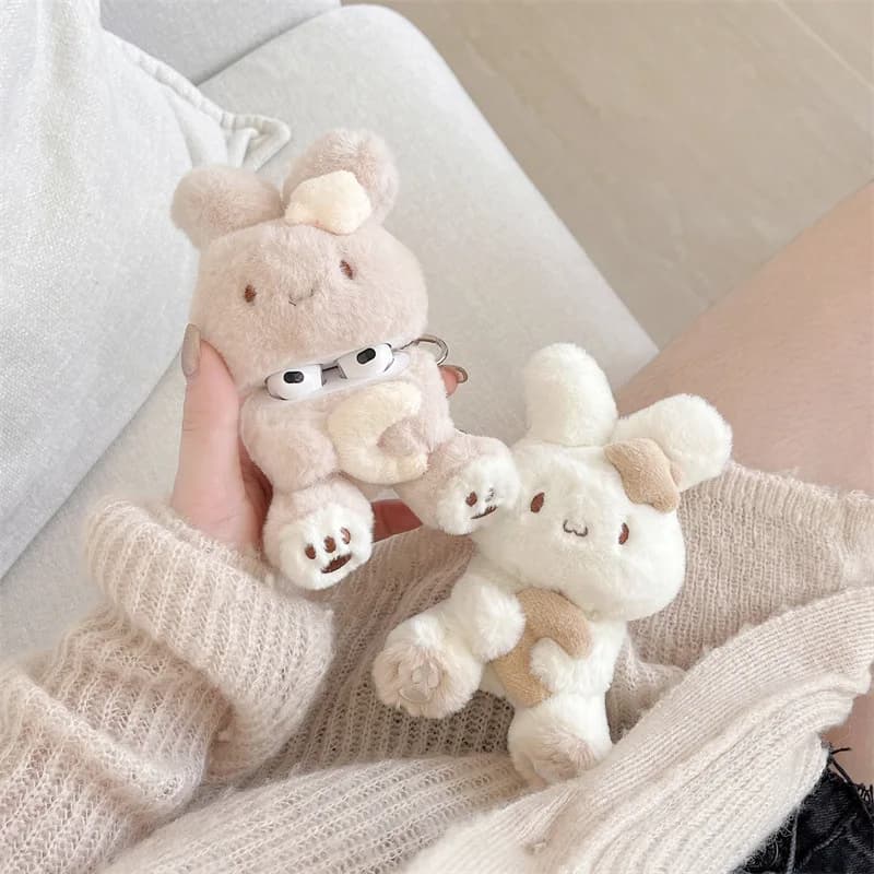 Custodia per auricolari per Airpods Pro3 Pro2 Pro Airpords 1 2 3 4 Carino 3D Peluche Cucciolo Coniglietto Pinguino Morbido Caldo Custodia per cuffie