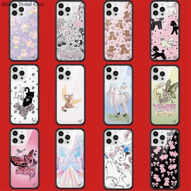 Wildflower 3D WF Metal Logo Phone Case for iPhone 16 15 14 13 12 17 Pro Max Plus Air Animal Butterfly Horse Fox Cover Funda