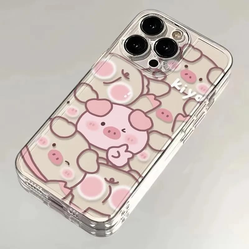 Cute Pig Case for iPhone 17 16 15 14 Pro Max 13 12 Mini 11Pro XR 7 8 Plus SE Screen Protector Cover Shockproof Casing