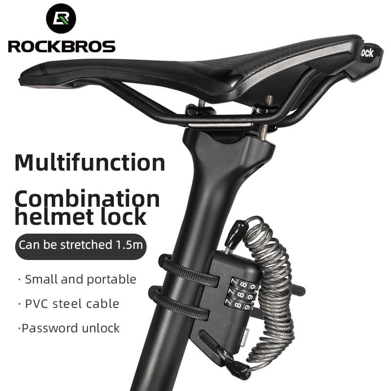 ROCKBROS Mini Bicycle Bag 3 Digit Combination Password Anti-rust helmet lock Light Portable Bicycle Accessories