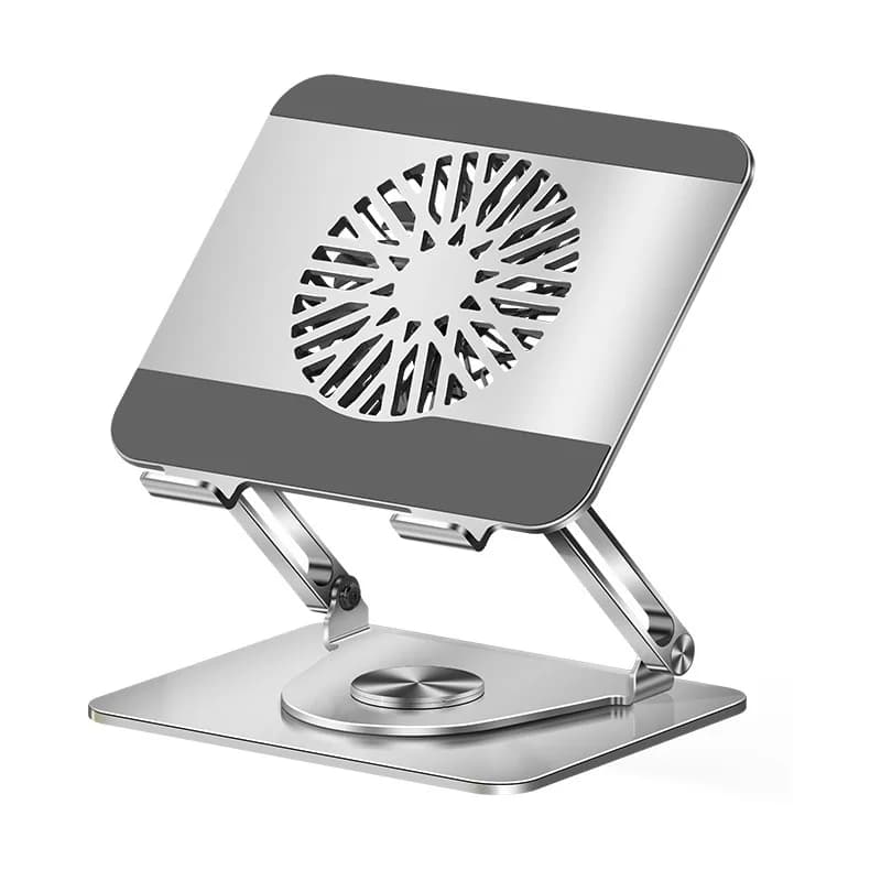 Supporto per laptop desktop 360 ° Supporto di raffreddamento per tablet girevole in metallo con ventola pieghevole Supporto per radiatore Ascensore antiscivolo