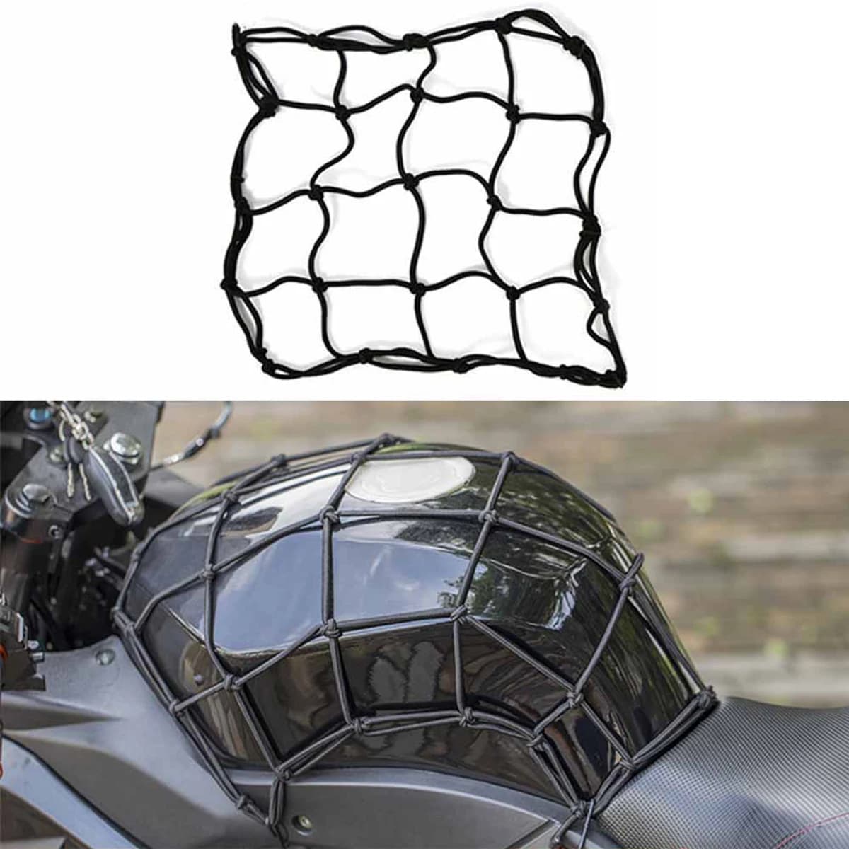 Elastic Motorcycle Luggage Mesh Cargo Helmet Fixed Bicycle Mesh Adjustable Tank Mesh for Motorcycle with Hooks 30*30cm / 40*40cm