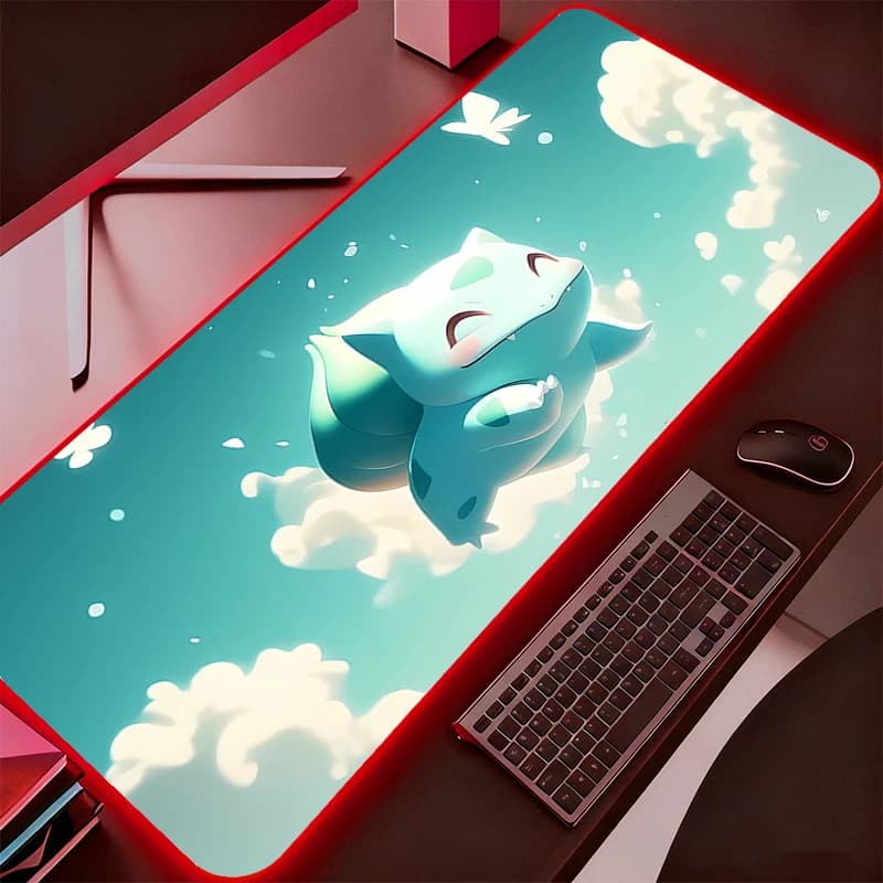 Tappetino per mouse Pokemon Pikachu RGB in gomma per PC, accessori durevoli per giochi per computer, tappetino per mouse, tappetino da scrivania, retroilluminazione a LED, tappeto per giocatori