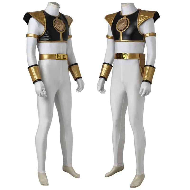 Costume cosplay Tommy bianco Body Amor Belt Set completo e articoli individuali venduti Mighty Ranger Outfit Realizzato su misura