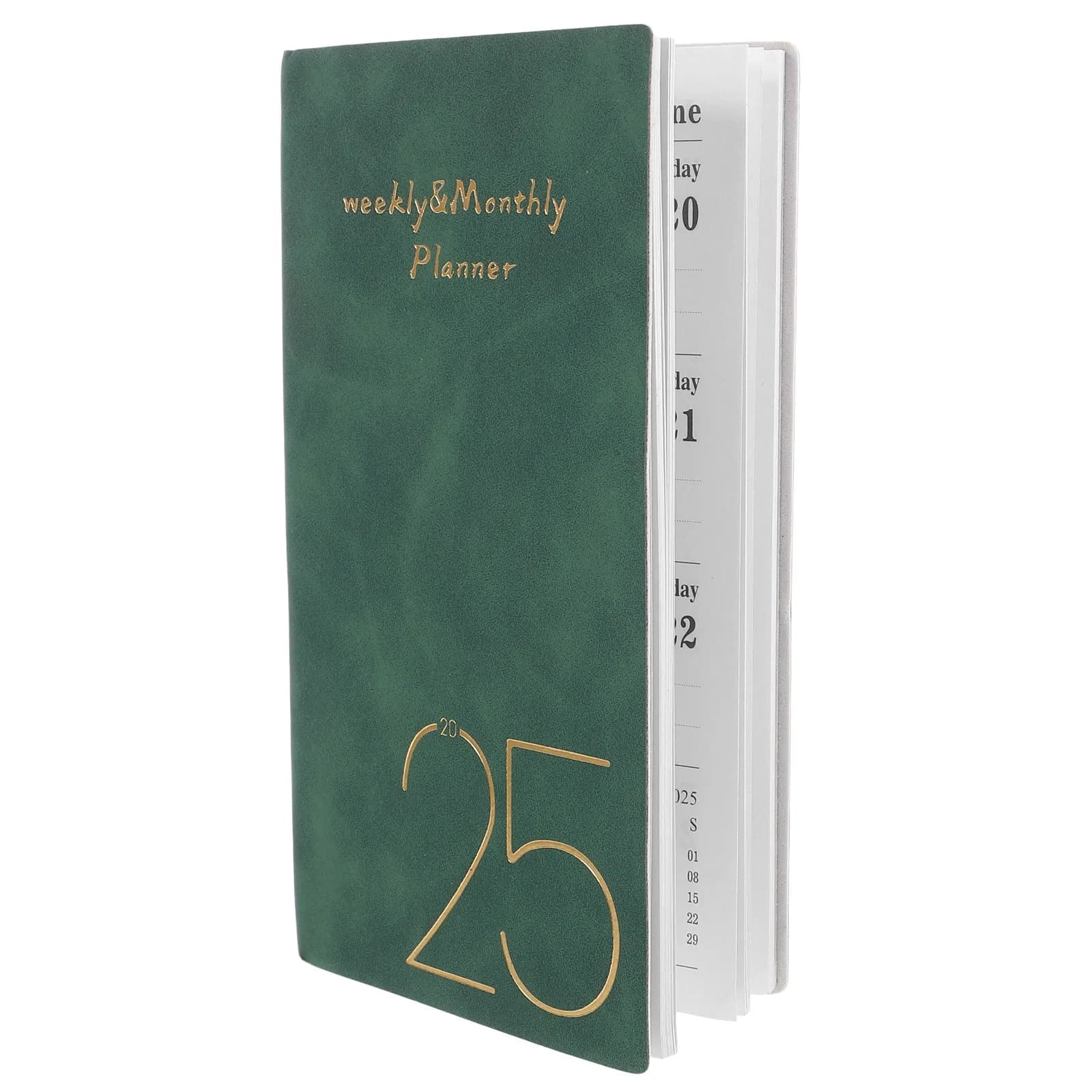 Agenda 2025 in Inglese, Pianificatore Accademico, Gestione del Tempo, Piccolo Calendario Settimanale Mensile Giornaliero Portatile, Taccuino con Copertina Rigida in PU