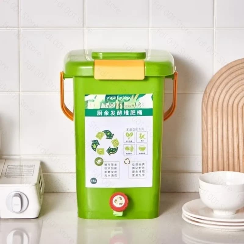 Kitchen Compost Bin Bokashi Fermentation Bucket Waste Fertilizer Container with EM Bacteria Bran