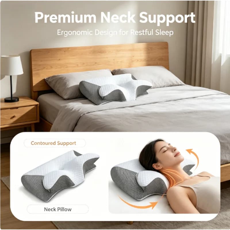 Cuscino Cervicale Ortopedico in Memory Foam a Forma di Farfalla, 1 Pezzo, per Alleviare il Dolore al Collo, a Lento Ritorno per Dormire