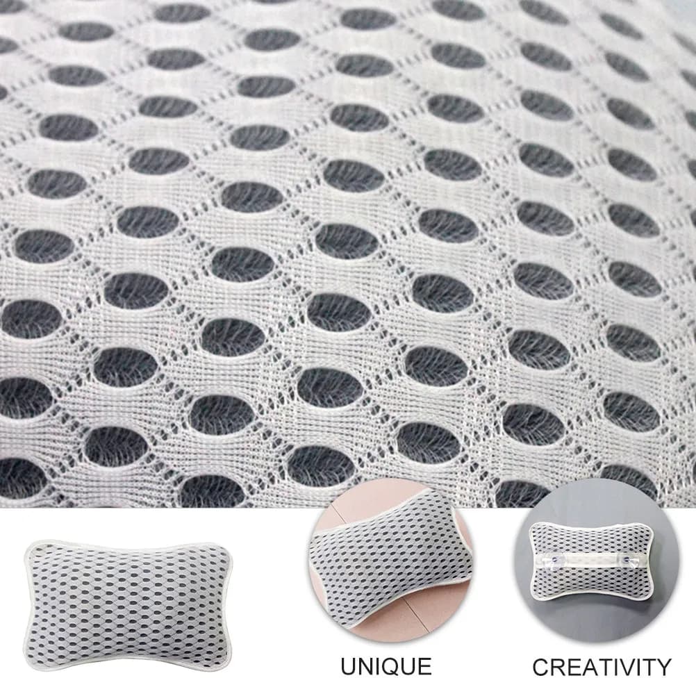 Cuscino Ergonomico per Vasca da Bagno in Rete 3D di Poliestere per Supporto Completo di Collo e Spalle, Poggiatesta Antiscivolo per Vasca, Cuscino per Vasca da Bagno