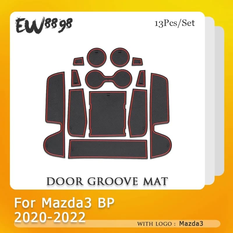 Door Groove Mat Mazda 3 BP Axela 2020 ~ 2022 anti-slip mat for dust cup rubber indoor PVC mats for car Styling