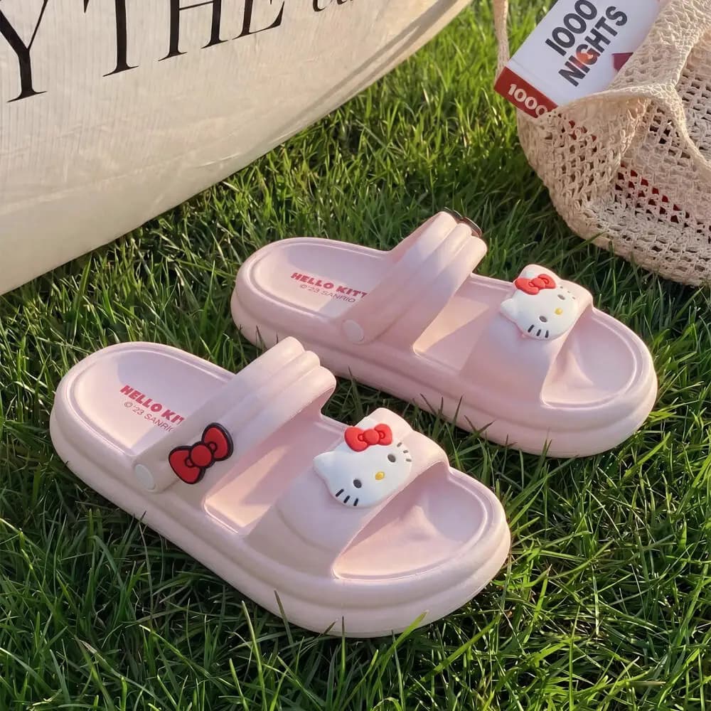 Ciabatte Estive Hello Kitty Kawaii Sanrio Anime Eva Antiscivolo per Bagno, Scarpe da Casa Kt, Sandali da Interno con Suola Spessa e Morbida