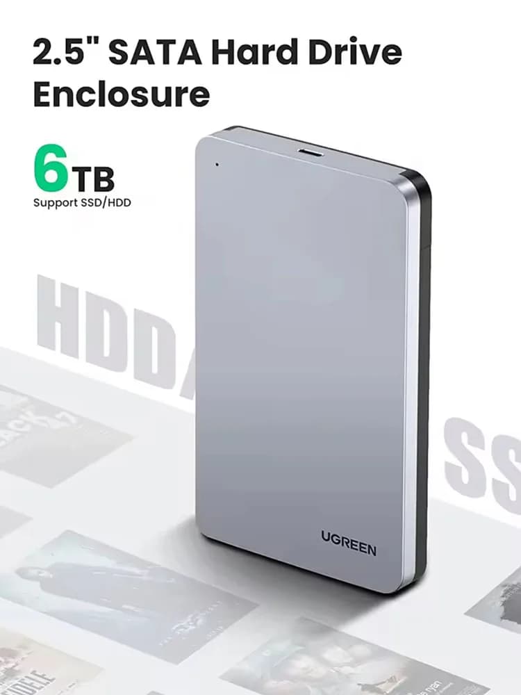 UGREEN Box Esterno per Disco Rigido USB 3.1 Gen2 SATA da 2,5 Pollici, 6Gbps UASP, Case per SSD/HDD per Laptop e Desktop