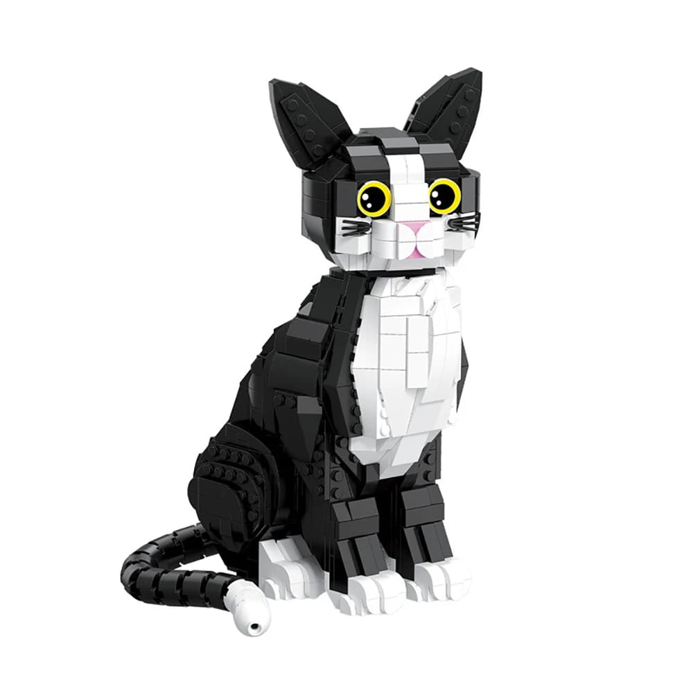 Blocchi da Costruzione Mini Modello di Gatto Nero Adorabile con Opzioni di Espressioni Vivaci per Giocattoli per Bambini, Appassionati di Animali, Mattoncini Stilizzati, Regali per Feste