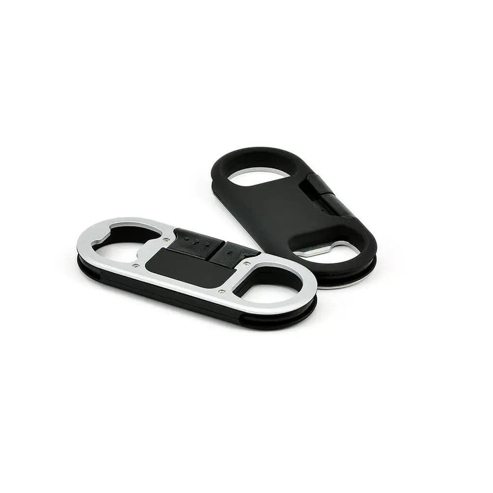 Black Micro USB Charge Cable Keychain Bottle Opener 9.1x3.9x0.1cm Flexible Compact Gadget for USB Charger Data