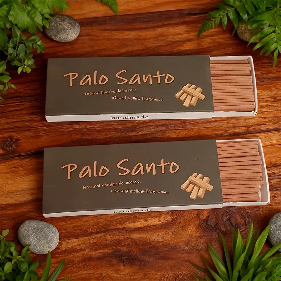 Bastoncini di incenso di Palo Santo in scatola premium, bastoncini di incenso ispessiti con diametro di 2,8 mm, purificano l'aria, deodorano e migliorano la fragranza, adatti per yoga, meditazione, purificazione, regali e decorazioni per la casa.