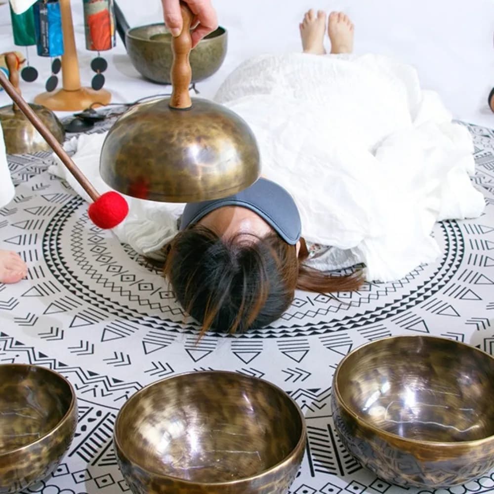 Hand Held Nepalese Singing Bowl Detachable Sound Therapy 21cm Tibetan Singing Bowl Healing Musical Instruments Percussion