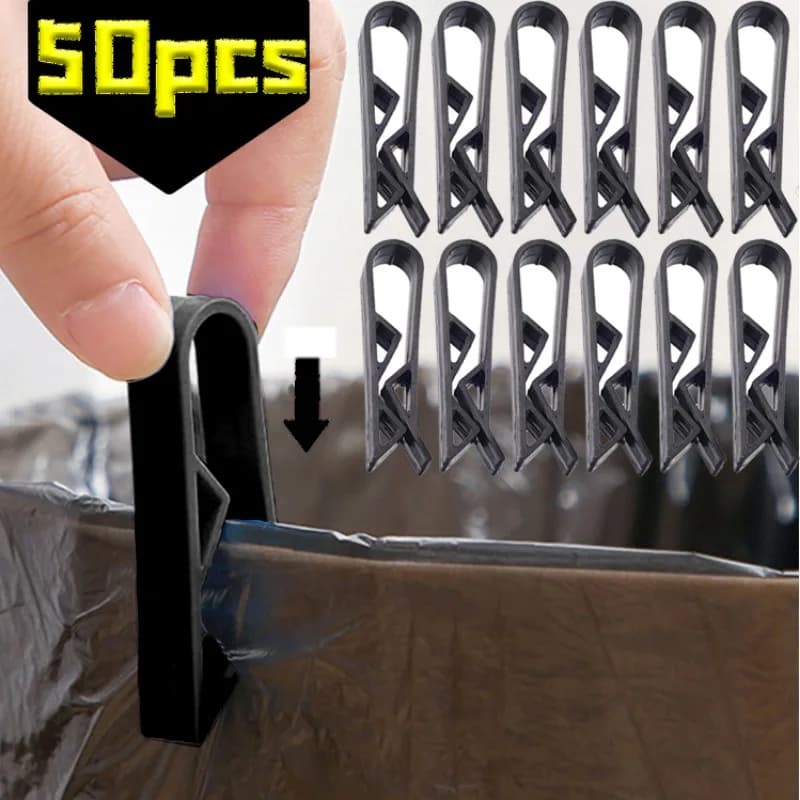 2-50pcs Universal Waste Bin Fixed Clip Plastic Garbage Bag Fixing Holders for Kitchen Snack Bags Sealing Clamp Organizer Gadgets