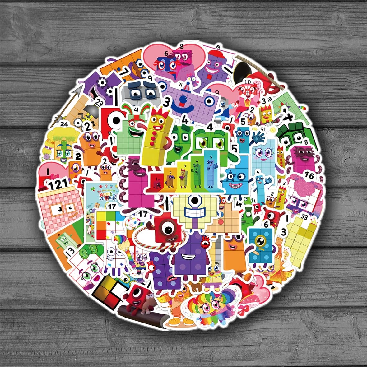 52 pezzi adesivi cartoni animati numeri blocco di costruzione notebook laptop scrapbooking forniture per insegnanti aula bottiglia d'acqua pattini giocattoli