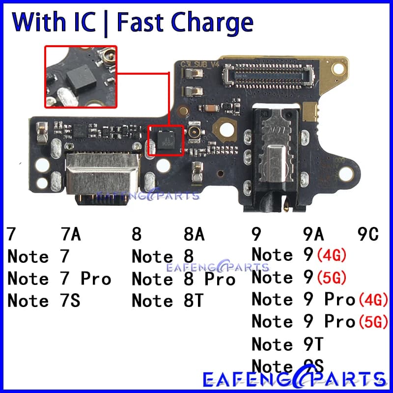 Usb Dock Caricatore Connettore Flex per Xiaomi Redmi Nota 7 7A 7S 8 8A 8T 9 9T 9S Pro 4G 5G Scheda di Ricarica Porte Flex Modulo